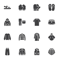 Wall Mural - Clothing and accessories vector icons set