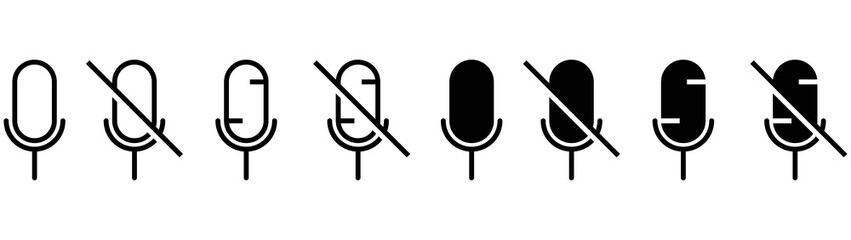 Poster - microphone icon set. mic icon collections sign symbol, vector illustration
