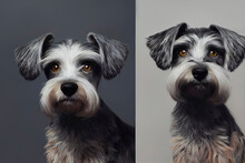 Painted Portrait Of A Schnauzer Dog