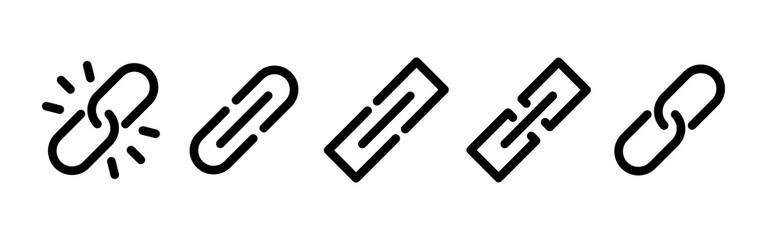 Poster - Chain link icon set with various styles and concepts