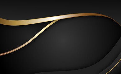 Poster - Golden lines luxury on white overlap brown and black shades color background. elegant realistic paper cut style 3d. Vector illustration about precious and beautiful feeling.