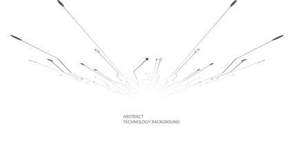 Gray and white technology background image Line design for communication connections in digital systems Hi-tech technology pattern