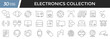 © top dog - Electronics linear icons set. Collection of 30 icons in black
