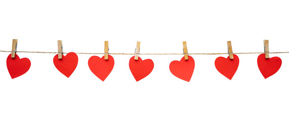 Poster - Love paper shape hanging on a rope for romantic background design