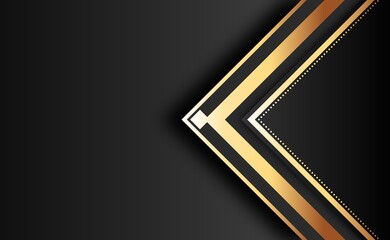 Poster - Golden lines luxury on white overlap brown and black shades color background. elegant realistic paper cut style 3d. Vector illustration about precious and beautiful feeling.