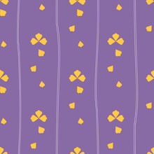 Vector Purple Falling Petals Seamless Pattern Background.