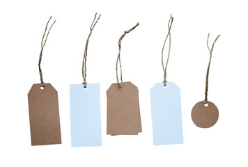 Poster - Set of blank tag for mockups in brown color. Collection of retro label for fashion business design