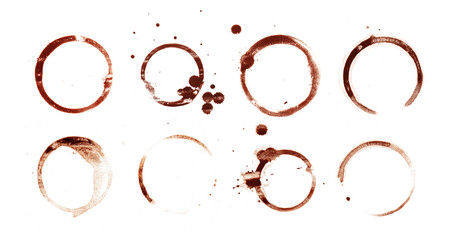 Poster - Set of round coffee cup stains isolated