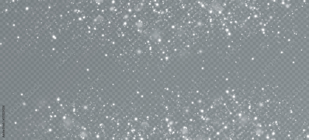 Realistic falling snow.Christmas background.Isolated on transparent ...