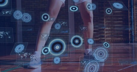 Poster - Animation of data processing over male basketball player