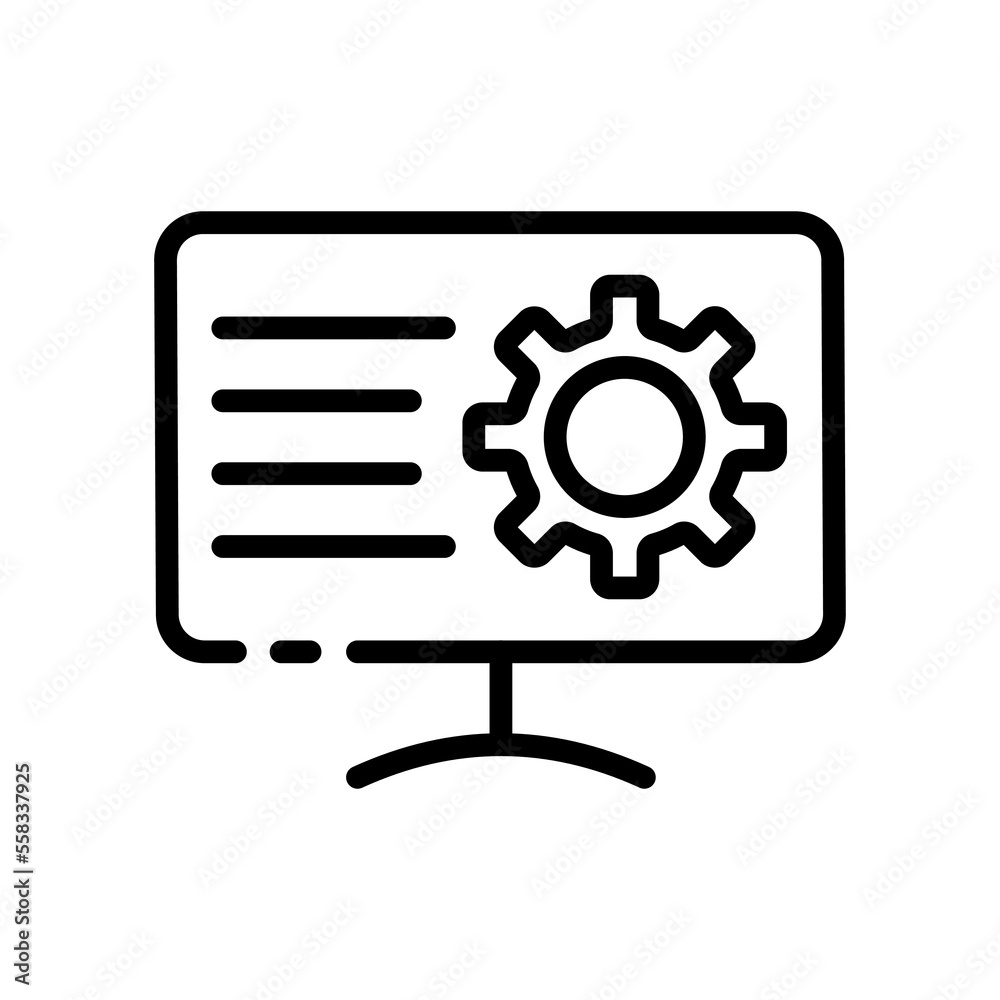Computer line icon. Web page, gear, parameters, settings, window ...