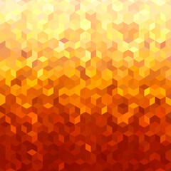 Wall Mural - Abstract glittering gold geometric background vector illustration. Hexagonal yellow pattern with pixelated gradient efffect
