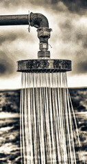 Canvas Print - Close up of shower in open air countryside