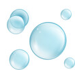 © Hanna_zasimova - Water bubbles set PNG isolated. Translucent Cosmetic aqua. Realistic blue bubbles with reflection.