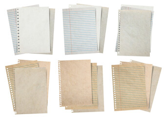 Aufkleber - Stack of old papers set isolated on white background