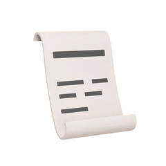 Poster - Scroll with text 3d icon. document. Isolated object on transparent background