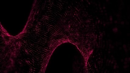 Poster - futuristic digital wave with dots. dark cyberspace. abstract music background. big data visualisatio