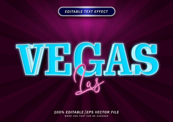 Poster - 3d Luxury Las Vegas text effect. Neon Font style Editable. mockup text effect..