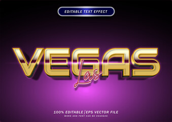 Poster - 3d Luxury Las Vegas text effect. Neon Font style Editable. mockup text effect..