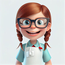 Girl Dentist Cute Smiling Wearing Glasses