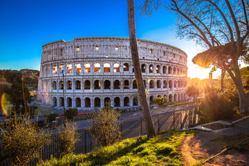 Wall Mural - Colosseum of Rome sunset view, famous landmark of eternal city