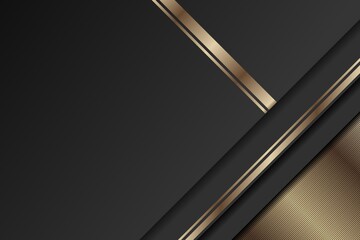 Poster - Golden lines luxury on white overlap brown and black shades color background. elegant realistic paper cut style 3d. Vector illustration about precious and beautiful feeling.
