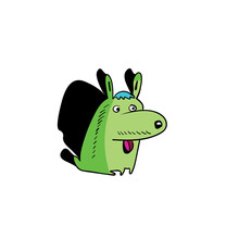 Illustratuion Of Funny Green Dog
