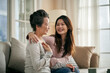 © imtmphoto - asian elderly mother and adult daughter enjoying good time together