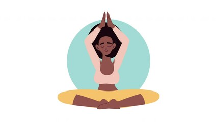 Wall Mural - afro woman practicing yoga character animation