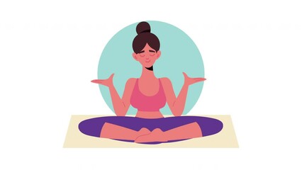 Sticker - woman practicing yoga in lotus position