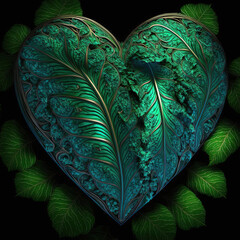 Poster - heart shaped leaves. Generative AI picture.