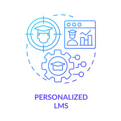 Poster - Personalized LMS blue gradient concept icon. Customize settings. Learning management system feature abstract idea thin line illustration. Isolated outline drawing. Myriad Pro-Bold font used