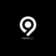 9 number modern location pin sign logo