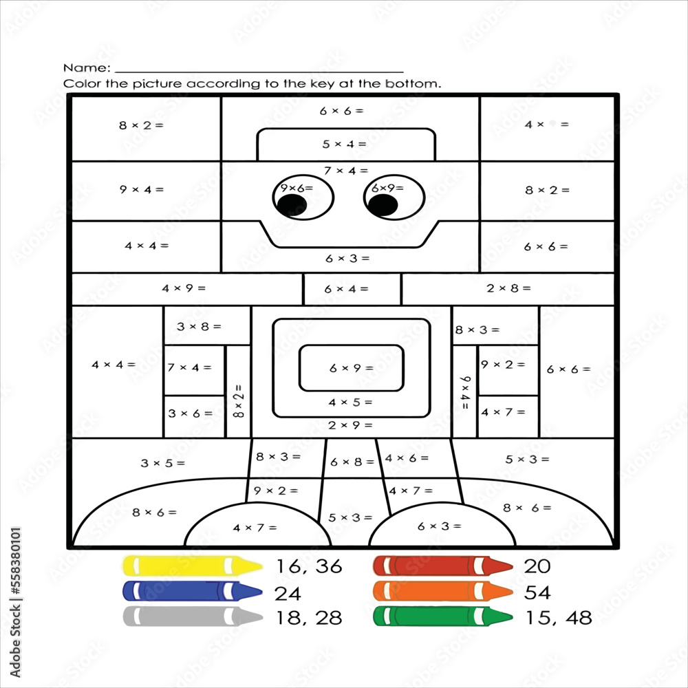 Hitting Numbers Coloring Math number coloring page for kids . Mathmatics game and educational game ...