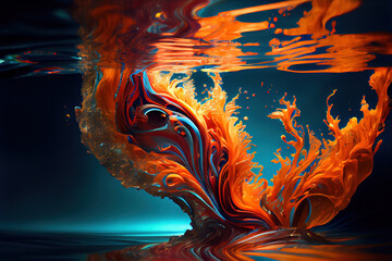 Wall Mural - Digital art, abstract patterns formed by color melting into water