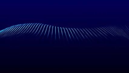 Poster - Abstract background with dynamic wave. Futuristic point wave. Sound wave visualization. Big data visualization. 4k animation. 3d rendering.