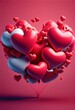 © ZoomTeam - Happy Valentines Day card with heart shaped balloons. Ai Generative