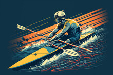 Rowing  Illustration. Generative AI
