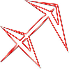 Sagittarius Zodiac Symbol in Neon red