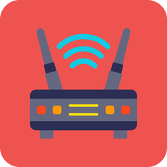 Router Multicolor Round Corner Flat Icon