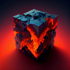 Sticker - Cube made of lava ai art