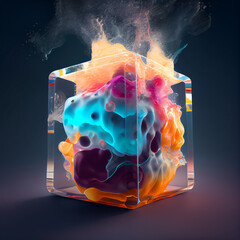 Canvas Print - Cube of liquid nitrogen ai art