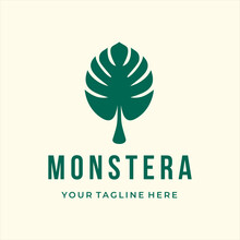 Love Monstera Deliciosa Leave Houseplant Garden Spa Custom Logo Design Vector Illustration