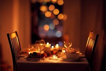 Valentine's Day Table Setting With Bokeh.
