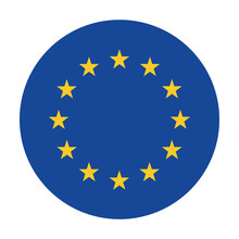 European Union Flag In The Circle. Vector Icon.