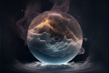 Sticker - Stardust floating in a sphere of water ai art