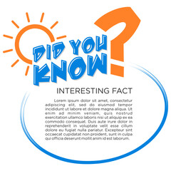 Fototapete - Funny bubble for copying text. Did you know Web banner with frame and sun, idea box, quote for interesting fact. Vector on transparent background