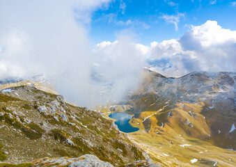 Duchessa lake and Morrone mount (Italy) - The landscape summit with snow of Mount Morrone and Duchessa lake, in the Natural reserve of Duchessa mountains, Lazio and Abruzzo regions.