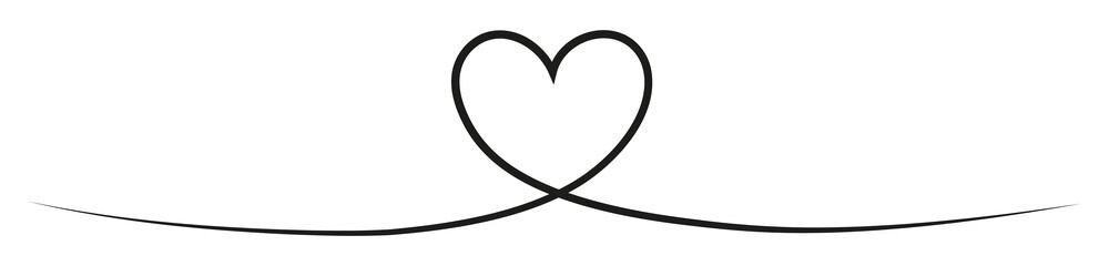 Poster - Heart one line continuous art. Love outline symbol. Valentine Day linear design. Vector isolated on white.