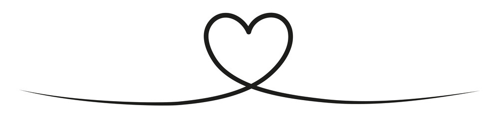 Poster - Heart one line continuous art. Love outline symbol. Valentine Day linear design. Vector isolated on white.